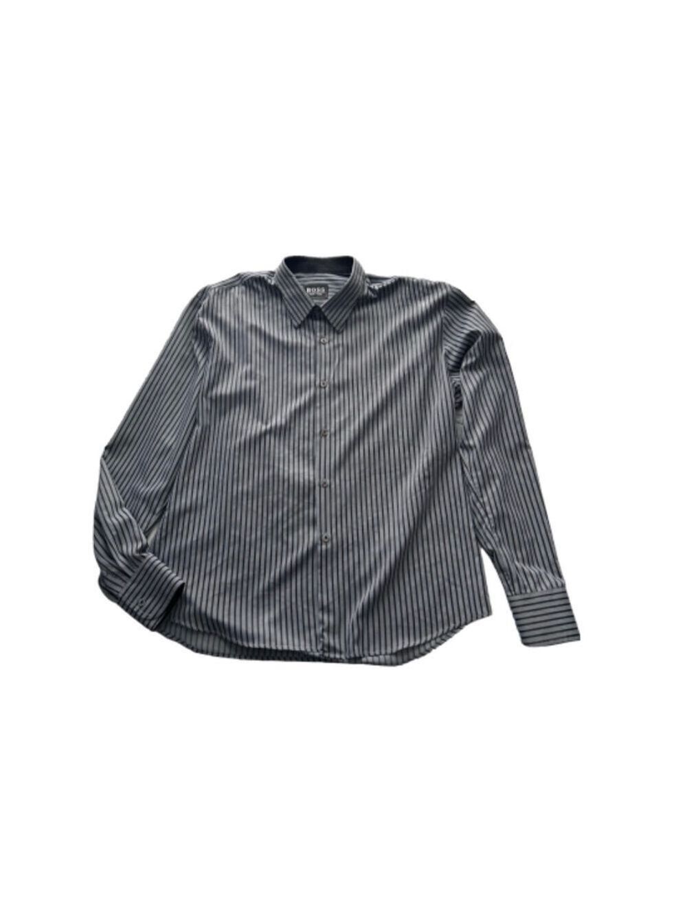 Men's Hugo Boss Striped Long Sleeve Button Down Shirt Gray, XL - Picture 3 of 8